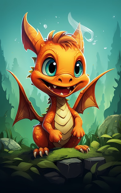 Free Photo cartoon dragon character