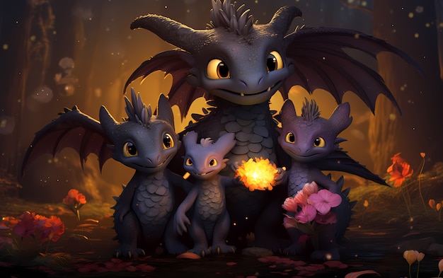 Free Photo cartoon dragon character