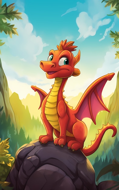 Free photo cartoon dragon character