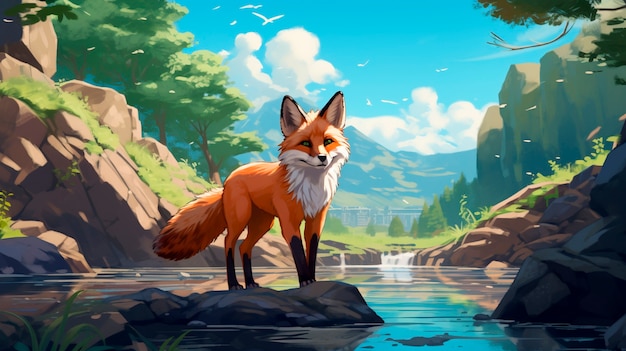 Free photo cartoon fox animal