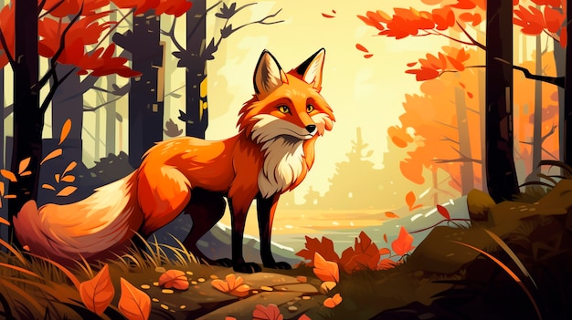 Free photo cartoon fox animal