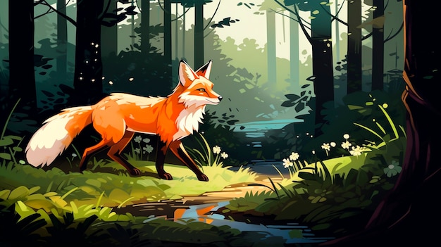 Free photo cartoon fox animal