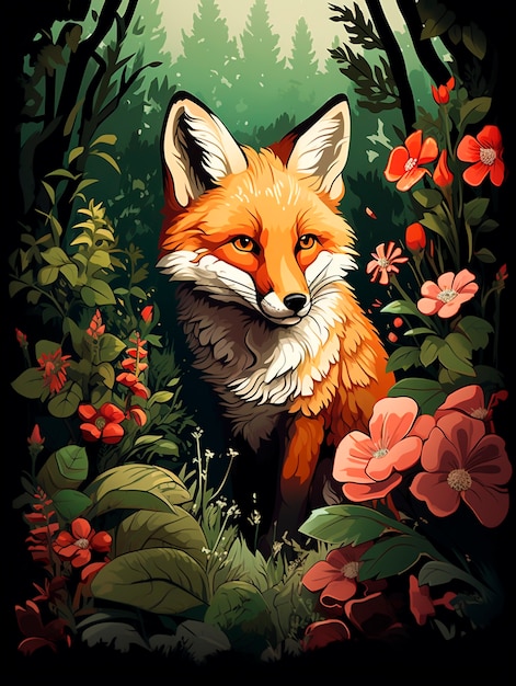 Cartoon fox animal