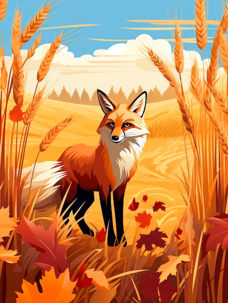 Free photo cartoon fox animal