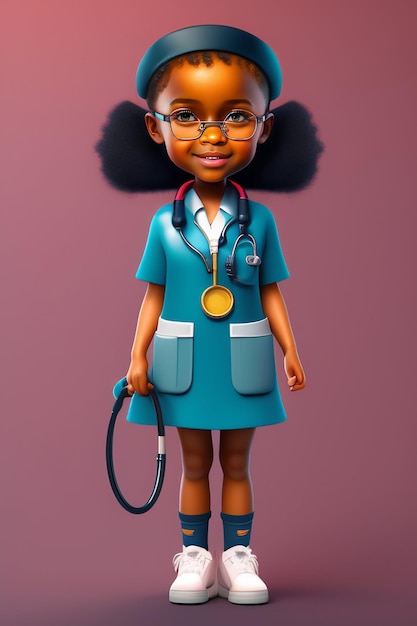 A cartoon of a girl with a stethoscope around her neck.