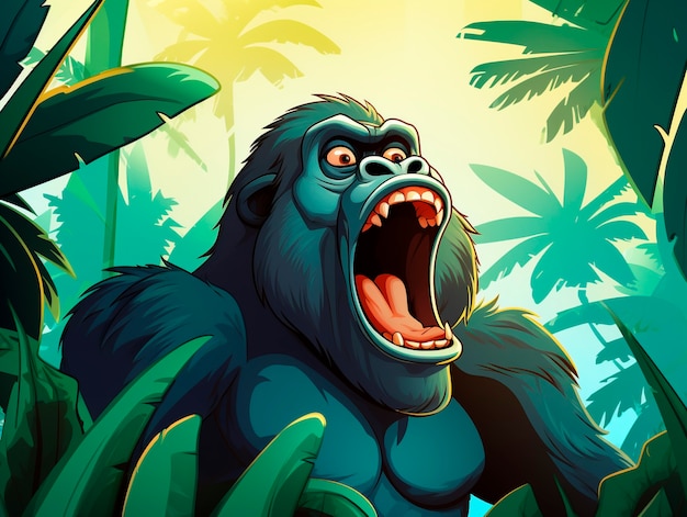 Free Photo cartoon gorilla in the jungle