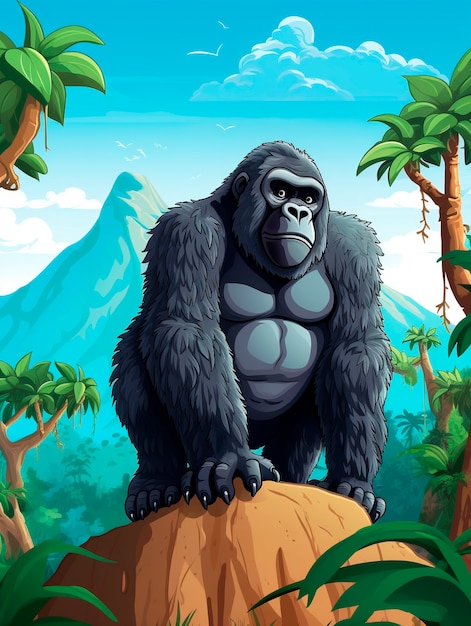 Free Photo cartoon gorilla in the jungle