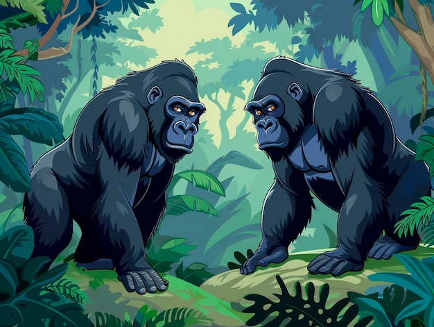 Free photo cartoon gorilla in the jungle