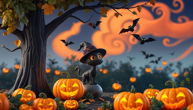 Free photo cartoon halloween wallpaper