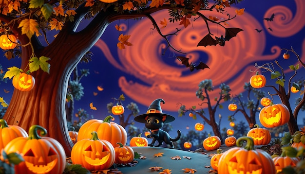 Free photo cartoon halloween wallpaper