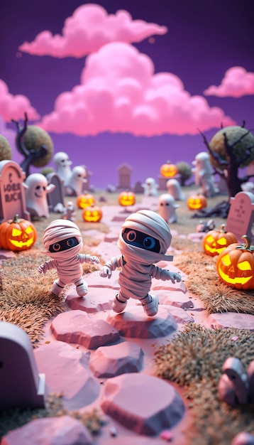 Free photo cartoon halloween wallpaper