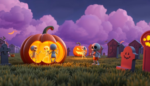 Free Photo cartoon halloween wallpaper