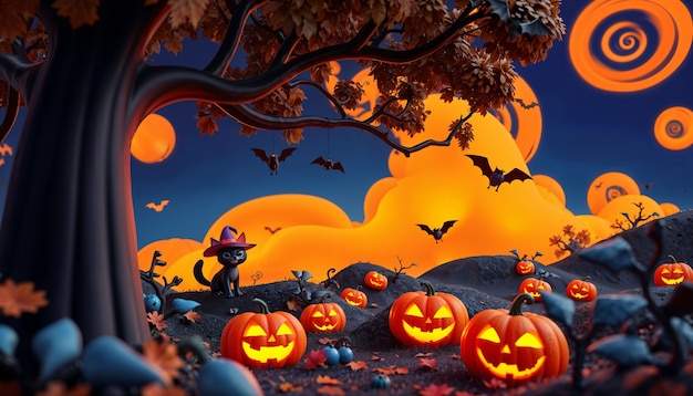 Free photo cartoon halloween wallpaper