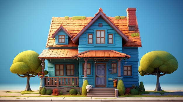 Cartoon house building architecture