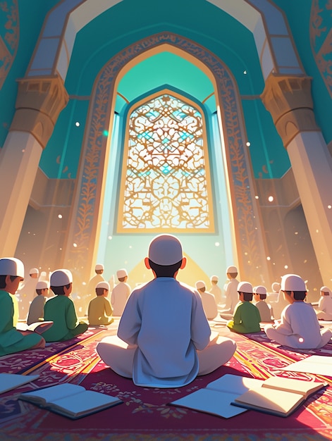 Free Photo cartoon illustration of muslim family