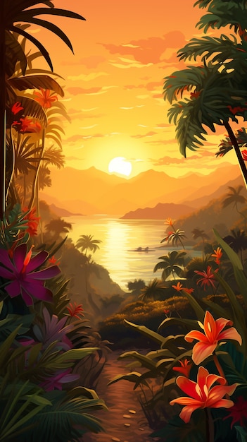 Free Photo cartoon landscape of tropical island