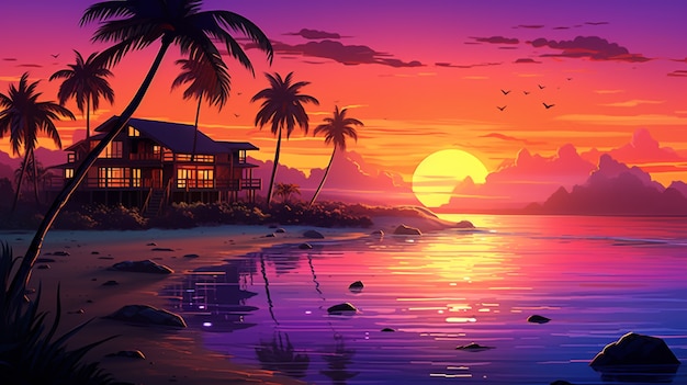 Free Photo cartoon landscape of tropical island