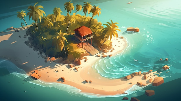 Free photo cartoon landscape of tropical island