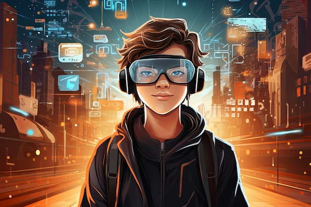 Cartoon man wearing glasses