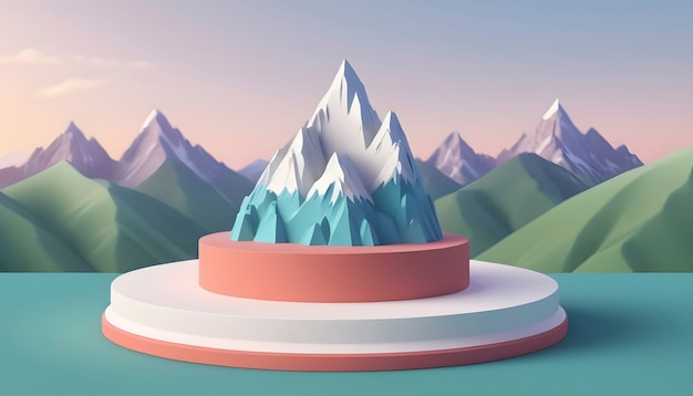 Free Photo cartoon mountain landscape on a podium