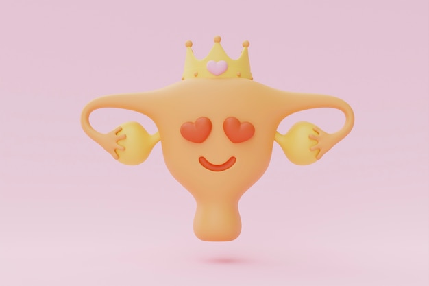 Free photo cartoon ovary wearing crown