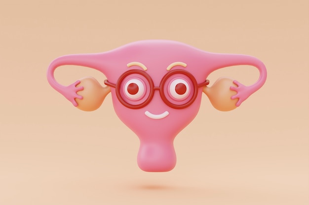 Free photo cartoon ovary wearing glasses