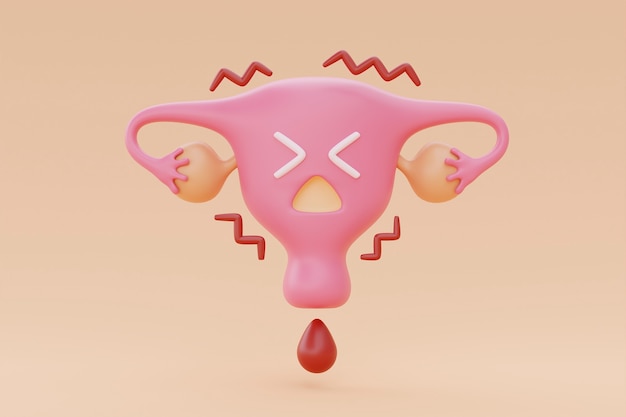 Free photo cartoon ovary with blood drop