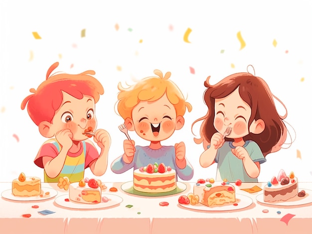 Free photo cartoon people celebrating birthday party