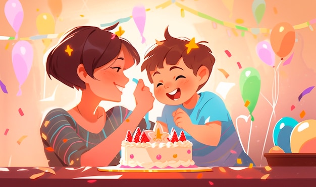 Free Photo cartoon people celebrating birthday party