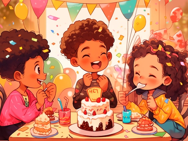 Free Photo cartoon people celebrating birthday party