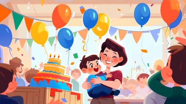 Free Photo cartoon people celebrating birthday party