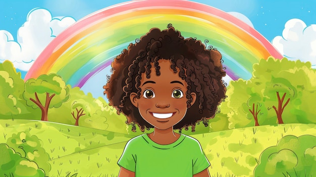 Free photo cartoon rainbow and girls