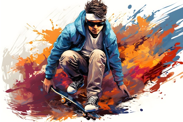 Free photo cartoon skateboarding illustration