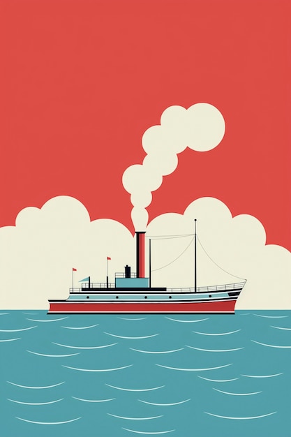 Free photo cartoon smoke with boat