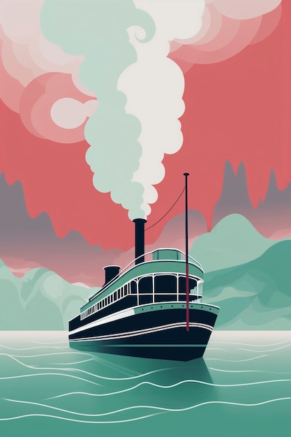 Free photo cartoon smoke with boat