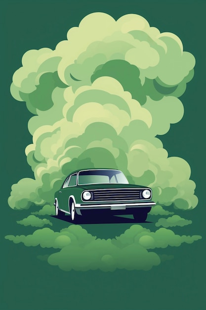 Free photo cartoon smoke with car