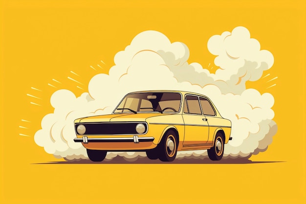 Free photo cartoon smoke with car