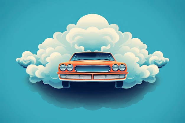 Free photo cartoon smoke with car