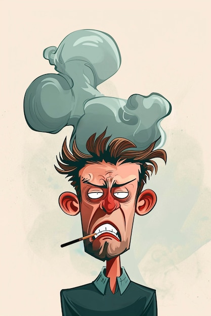 Free photo cartoon smoke with man