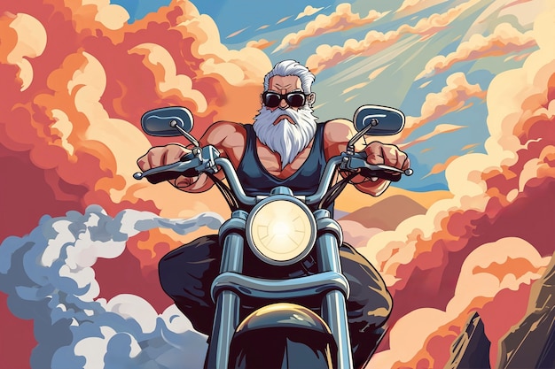 Free photo cartoon smoke with motorcycle