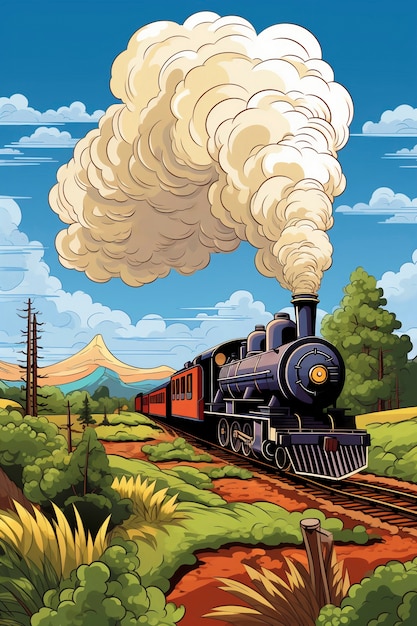 Cartoon smoke with train