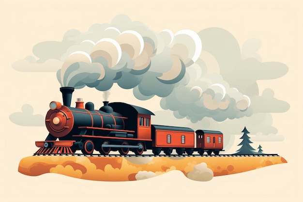 Free photo cartoon smoke with train