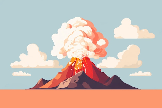 Free Photo cartoon smoke with volcano