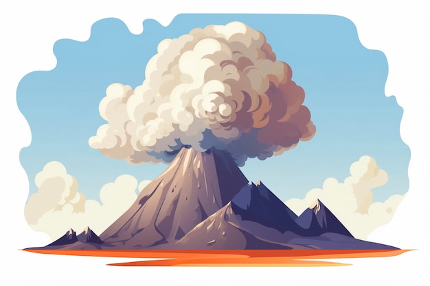 Free photo cartoon smoke with volcano