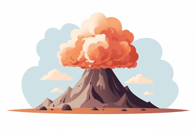 Cartoon smoke with volcano