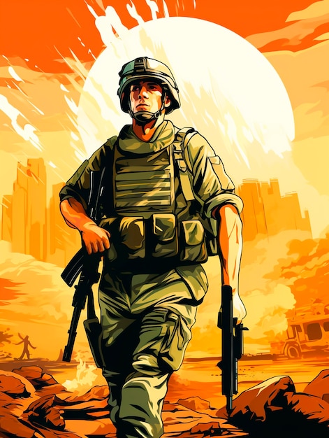 Free Photo cartoon soldier with combat war