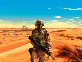 Free photo cartoon soldier with combat war