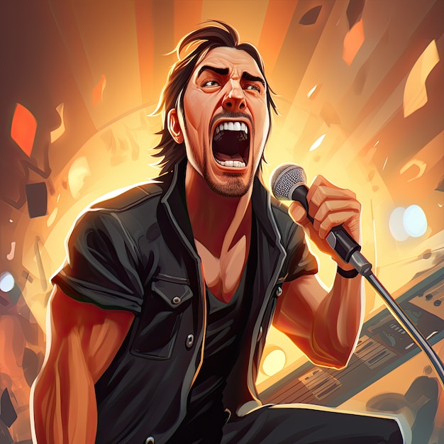 Free Photo cartoon style character singing with microphone