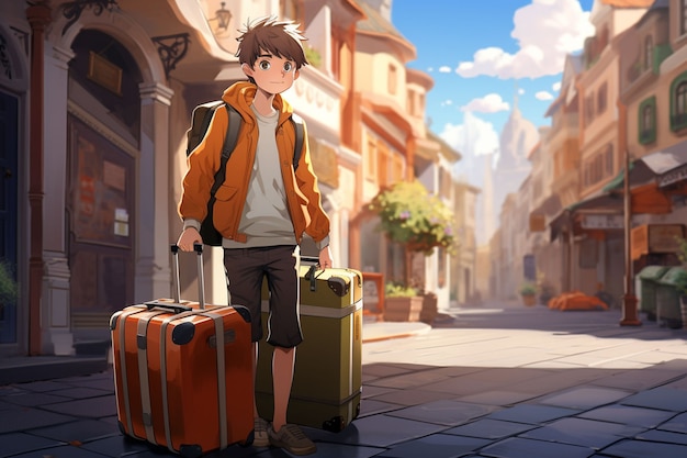 Free Photo cartoon style character traveling