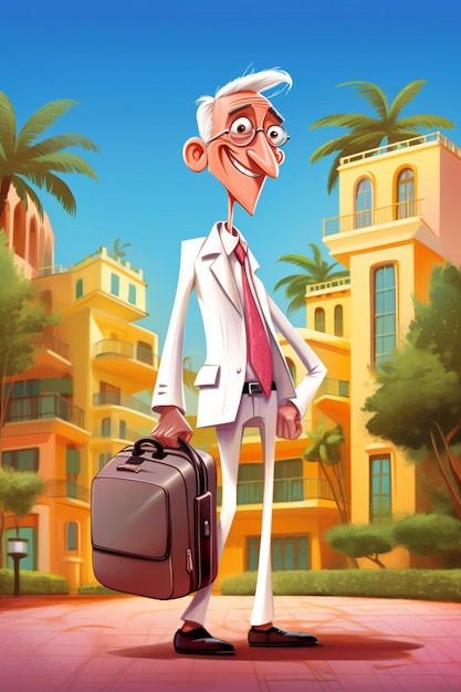 Cartoon style character traveling